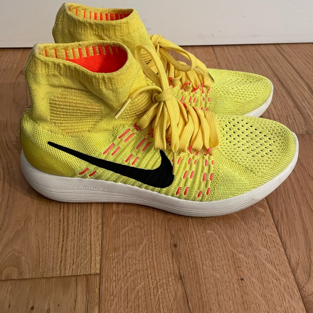 Nike Bright Yellow and Black Knit Sneakers